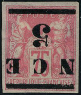 Neuf Avec Charnière N° 7b + 7c, 5 Sur 75c Surcharge Renversée, 1ex Rose L'autre Carmin T.B. - Andere & Zonder Classificatie