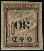 Neuf Avec Charnière N° 13b. 30 Sur 60c, Surcharge Renversée Au Type A Yvert, T.B. Signé A.... - Autres & Non Classés