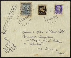 Lettre N° 18 + 19 + PA 3, Les 3 Valeurs Obl. Sur L. PA Obl. Sebha 15 Juin 1943 Pour Zouar, Arrivée Au... - Other & Unclassified