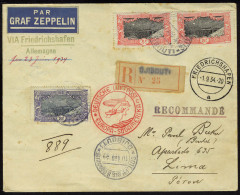 Lettre Zeppelin LR De Djibouti 10.8.34, étiquette Par Graf Zeppelin, Cachet Illustré Europa... - Autres & Non Classés
