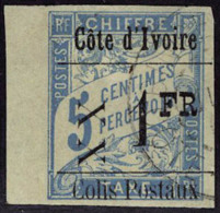 Oblitéré N° 7d, 1f Sur 5c Bleu, Type V, Bdf, Superbe, Signé Calves - Andere & Zonder Classificatie