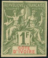 Neuf Sans Gomme N° 13a. 1f Vert-olive, Non Dentelé. T.B. - Autres & Non Classés