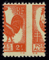 Neuf Sans Charnière N° 220, 2f Rouge Type Coq, 1ex Impression Au Recto Et Au Verso + Le Même... - Other & Unclassified