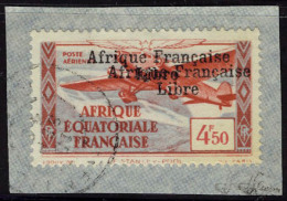 Fragment N° 17a, 4f50 Afrique Française Libre, Double Surcharge Obl.sur Petit Fragment, T.B.... - Andere & Zonder Classificatie