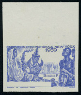 Neuf Sans Gomme N° 71a, Expo Internationale De New York, Bleu Sans Légende Ni Valeur, ND, Bdf, T.B. - Andere & Zonder Classificatie