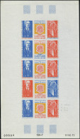 Neuf Sans Charnière N° 225A, De Gaulle, Feuille Complète De 5 Triptyques ND, Essai De Couleur,... - Andere & Zonder Classificatie