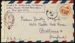 Lettre Entier Postal US à 6c Sur L. Surcharge RF Casablanca Type II, Càd Poste Navale 20.6.45, Cachet... - Autres & Non Classés