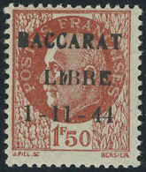 Neuf Sans Charnière BACCARAT, Mayer N° 6, 1f50 Brun Rouge, Type I + II, T.B. Signé Thiaude - Andere & Zonder Classificatie