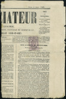 Lettre N° 10, 5c Violet Obl Sur Journal Entier L'Annonciateur  5 Aout 1869, T.B. Rare, Signé Miro - Andere & Zonder Classificatie