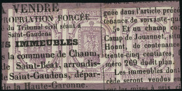 Oblitéré N° 1. 2c Lilas, Bande Horizontale De 3ex Sur Petit Fragment D'affiche, T.B. Cote Maury. - Andere & Zonder Classificatie