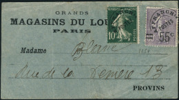 Lettre N°47. 55c Sur 60c Sur Imprimé Des Magasins Du Louvre, Avec Préo N°51 En... - Autres & Non Classés