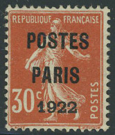 Neuf Sans Gomme N° 32, 30c Postes Paris 1922, Bien Centré, T.B. - Autres & Non Classés