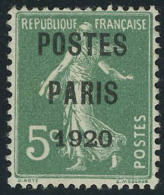 Neuf Sans Gomme N° 24, 5c Postes Paris 1920, T.B. Signé JF Brun - Autres & Non Classés