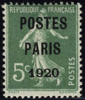 Neuf Avec Charnière N° 24, 5c Semeuse Poste Paris 1920, T.B. Signé JF Brun - Autres & Non Classés