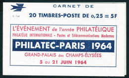 Neuf Sans Charnière N° 1263-C4, 0.25 Marianne De Decaris, Carnet De 20 T., Pub Philatec S 7.64, T.B. - Autres & Non Classés