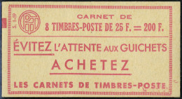 Neuf Sans Charnière N° 1011C C1, 25f Rouge Muller Carnet De 8t Piquage à Cheval T.B. Maury - Autres & Non Classés