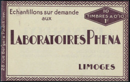 Neuf Sans Charnière N° 188 C2, 10c Phéna, Carnet De 10 T T.B. Bon Centrage - Autres & Non Classés