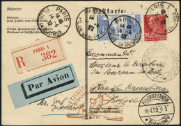 Lettre Zeppelin. 3. SAF 1932. C.P. Recommandée De Paris (14.4.32). CàD Friedrichshafen18.4.32 Pour... - Autres & Non Classés
