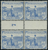 Neuf Sans Charnière N° 151, 25c + 10c Bleu Orphelins Bloc De 4 Millésime 7, Bien Centré,... - Sonstige & Ohne Zuordnung