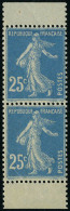 Neuf Sans Charnière N° 140f, 25c Bleu Type Semeuse, Paire Verticale De Carnet Type II T.B. - Autres & Non Classés