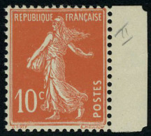 Neuf Sans Charnière N° 138f, 10c Rouge Semeuse Type II Bdf, T.B. - Autres & Non Classés