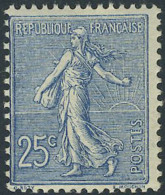 Neuf Sans Charnière N° 132, 25c Bleu Semeuse Lignée, T.B. - Autres & Non Classés