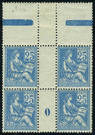 Neuf Sans Charnière N° 114, 25c Bleu, Bloc De 4, Haut De Feuille Millésime 0, Superbe - Other & Unclassified