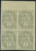 Neuf Sans Charnière N° 107, 1c Type Blanc, Bloc De 4 ND, Bdf, Superbe, Signé Maury - Sonstige & Ohne Zuordnung