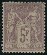 Neuf Avec Charnière N° 95, 5f Violet Sur Lilas, Très Bien Centré, T.B. Certificat Roumet - Sonstige & Ohne Zuordnung