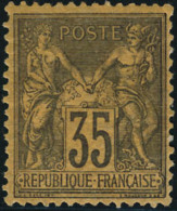 Neuf Avec Charnière N°93. 35c Violet-noir Sur Jaune. T.B. - Andere & Zonder Classificatie