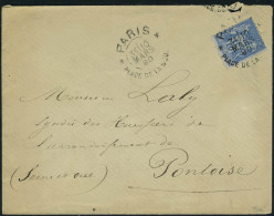 Lettre N° 90, 15c Bleu Cachet D'essai Paris Place De La Bourse 10 Mars 80, T.B. Signé - Other & Unclassified