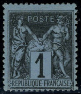 Neuf Avec Charnière N° 84, 1c Noir Sur Bleu De Prusse, Très Bel Exemplaire, Cl Superbe,... - Sonstige & Ohne Zuordnung