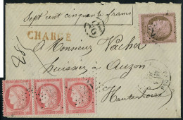 Lettre N° 57, 80c Bande De 3 + N° 54 10c Sur L Chargée Pour Auzon Haute Loire Mai 1875 T.B. - Autres & Non Classés