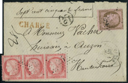 Lettre N° 57, 80c Bande De 3 + N° 54 10c Sur L Chargée Pour Auzon Haute Loire Mai 1875 T.B. - Sonstige & Ohne Zuordnung