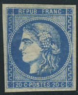 Neuf Avec Charnière N° 46B, 20c Bleu, Type III Report 2, Restauré, Aspect T.B. - Other & Unclassified