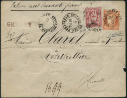 Lettre N° 38d. 40c Variété 4 Large + 75c Sage (N° 71) S/L. Chargée (cachet De... - Autres & Non Classés