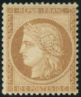 Neuf Avec Charnière N° 36. 10c Bistre Jaune, T.B. Signé JF Brun. - Andere & Zonder Classificatie