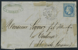 Lettre N° 29, 20c Bleu Variété à La Corne Sur L. De Bordeaux à Toulouse, T.B. Maury - Autres & Non Classés