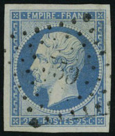 Oblitéré N° 15, 25c Bleu Empire Obl Légère, Très Belle Marges, Superbe - Other & Unclassified