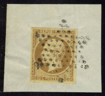 Oblitéré N° 9a, 10c Bistre Brun, Obl. étoile Sur Fragment, T.B. - Andere & Zonder Classificatie