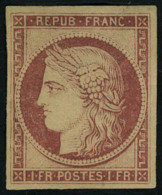 Neuf Avec Charnière N° 6F, 1f Carmin Réimpression Gomme Partielle, T.B. - Andere & Zonder Classificatie