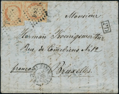 Lettre N°5e. 40c Orange Très Pâle X 2ex S/Lettre Obl. Los DS 2 Romains Et CàD Paris 27... - Andere & Zonder Classificatie