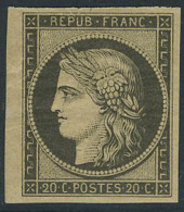 Neuf Avec Charnière N° 3F, 20c Noir Réimpression, Bdf T.B. - Andere & Zonder Classificatie