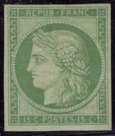 Neuf Avec Charnière N° 2e, 15c Vert Vif Clair, Réimpression T.B. - Andere & Zonder Classificatie