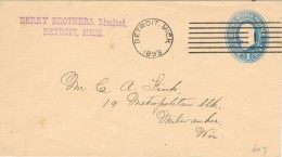 20071. Carta DETROIT (michigan) 1893 To Milwaukee - ...-1900