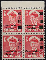 B5216 GREENLAND 1959, SG 45 Greenland Fund, MNH Block Of 4 - Unused Stamps