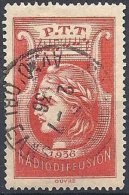 Timbre Rouge De 1936 Oblitéré Superbe Cachet à Date Perforant - Radio Broadcasting