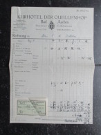 VP FACTURE ALLEMAGNE (V1618) KURHOTEL DER QUELLENHOF 1938 (2 Vues) BAD Aachen B - 1900 – 1949