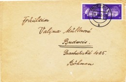 L1153 - Germany (1943) Troppau 4 (letter To Protectorat Böhmen Und Mähren) Tariff. 12 Pf. (stamp: Adolf Hitler) - Sudetenland