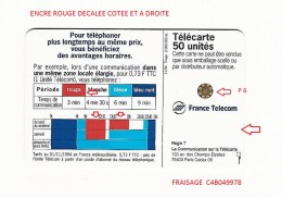 VARIÉTÉS FRANCE TÉLÉCARTE 11 /  94 F526 SOL.ROUGE 2  50 U   P6   V3   SC5 VERSO AVEC FRAISAGE    UTILISÉE - Variétés